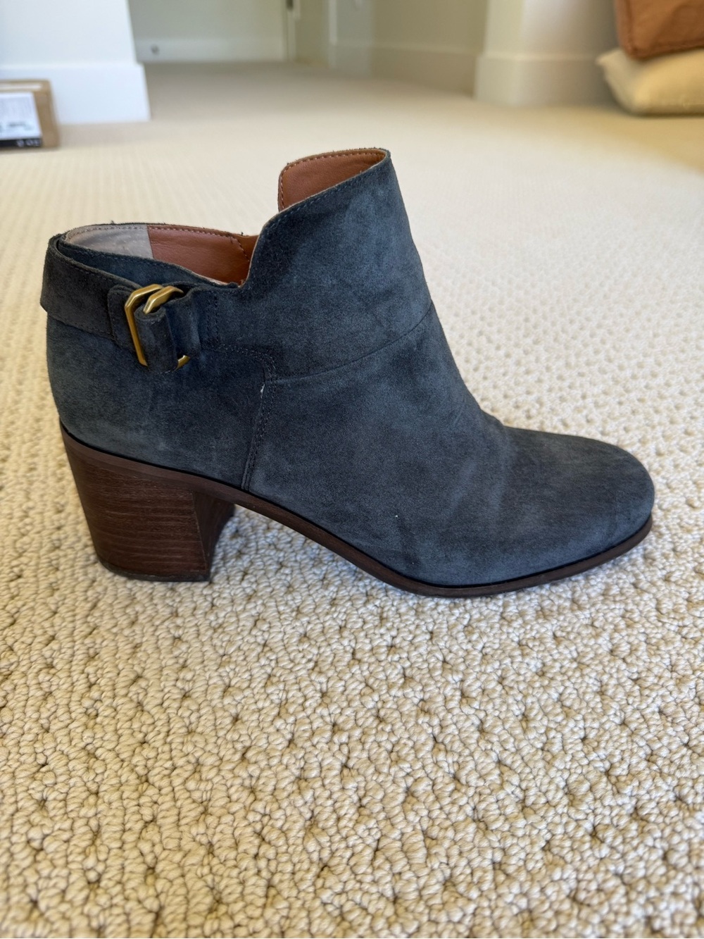 Franco Sarto Black Suede Ankle Bootie with Buckle